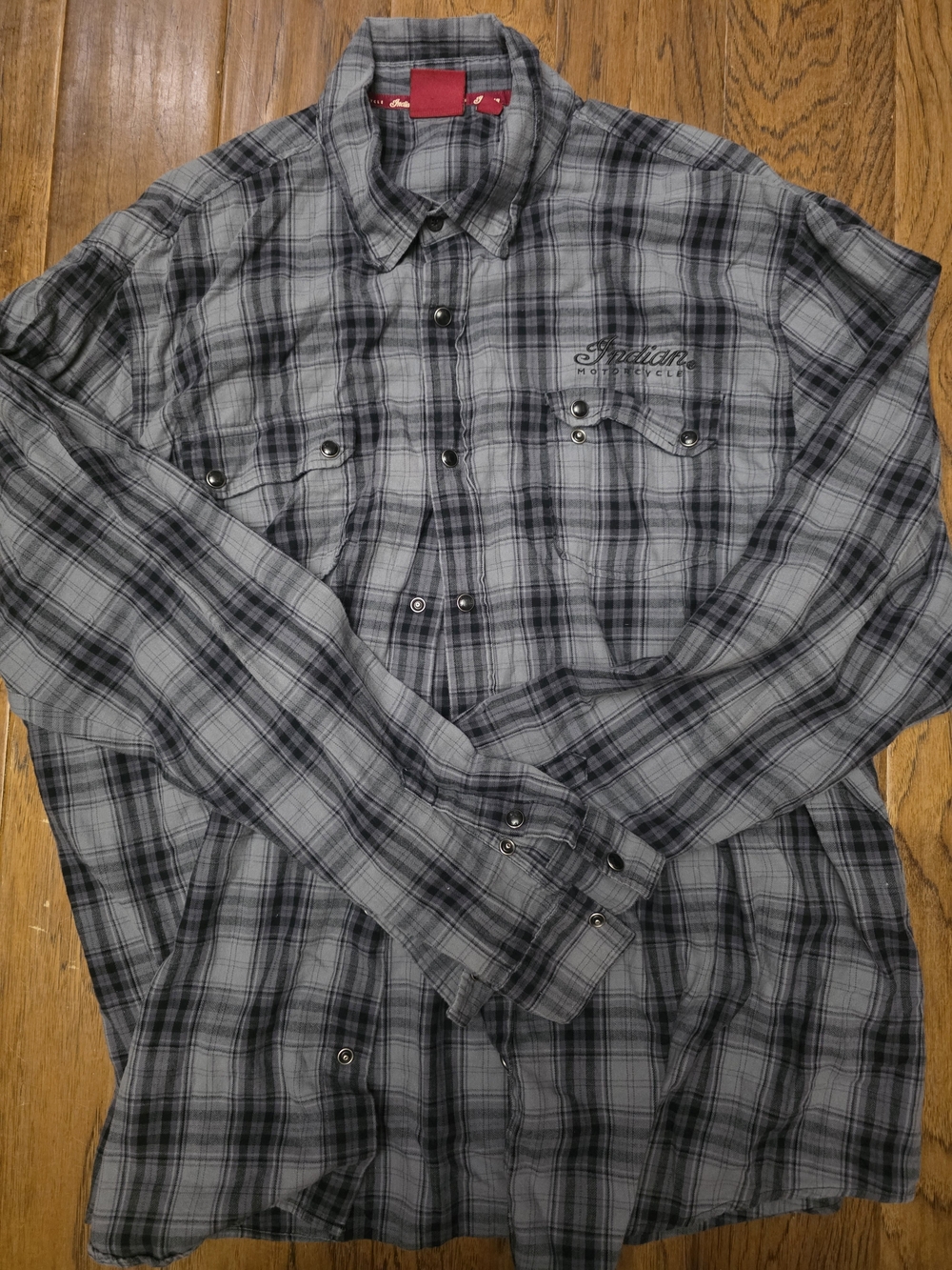 Indian Motorcycle Men's Gray Plaid Button-Down Shirt